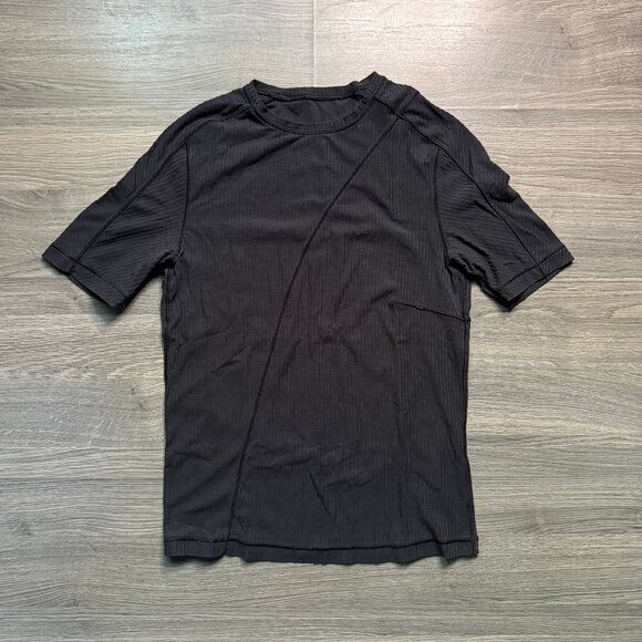 Lululemon Women's Asymmetrical Ribbed Cotton T-Shirt - Black - Picture 2 of 5